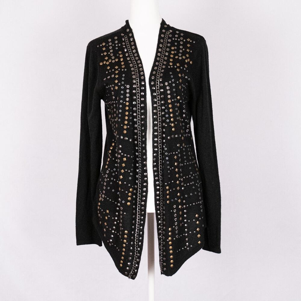 Women's Wearable Art Wool Blend Cardigan MEDIUM Western Biker Goth Metal Grunge